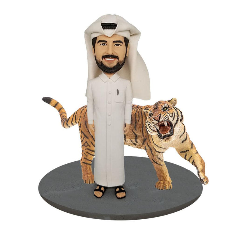 Arabian costume and roaring tiger Custom Bobblehead - Mydedor Bobblehead and Custom gifts Shop