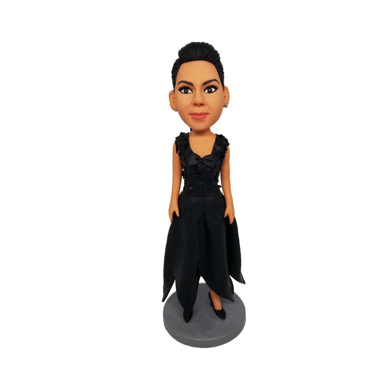 Beautiful lady in black gown Custom Bobblehead - Mydedor Bobblehead and Custom gifts Shop