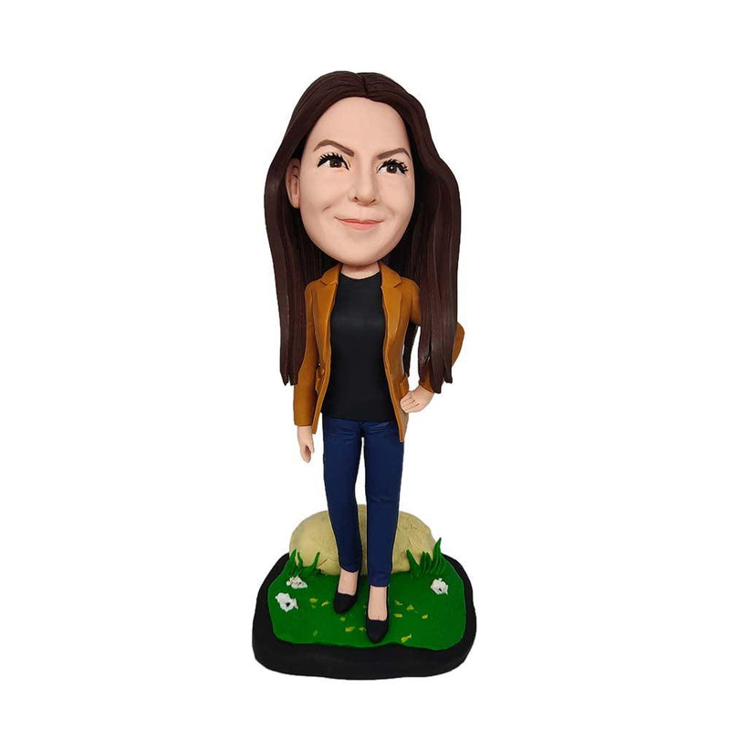 Lady walking in the park Custom Bobblehead - Mydedor Bobblehead and Custom gifts Shop