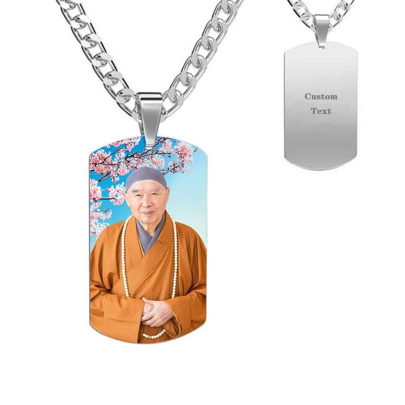 Master Chin Kung Engraved Stainless Steel Tag Necklace (Five Necklaces, Random Delivery) - Mydedor Bobblehead and Custom gifts Shop