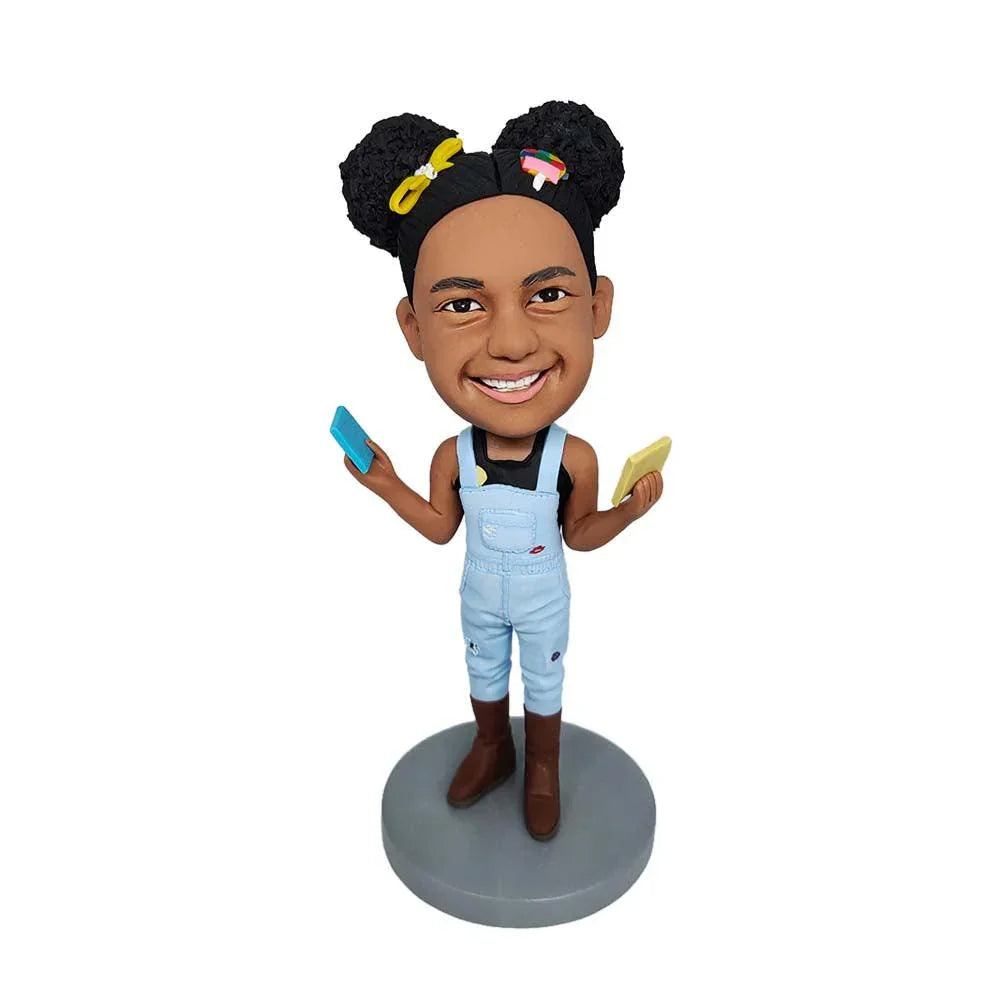 Little girl playing games Custom Bobblehead - Mydedor Bobblehead and Custom gifts Shop