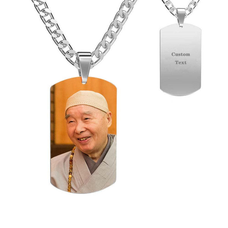 Master Chin Kung Engraved Stainless Steel Tag Necklace (Five Necklaces, Random Delivery) - Mydedor Bobblehead and Custom gifts Shop