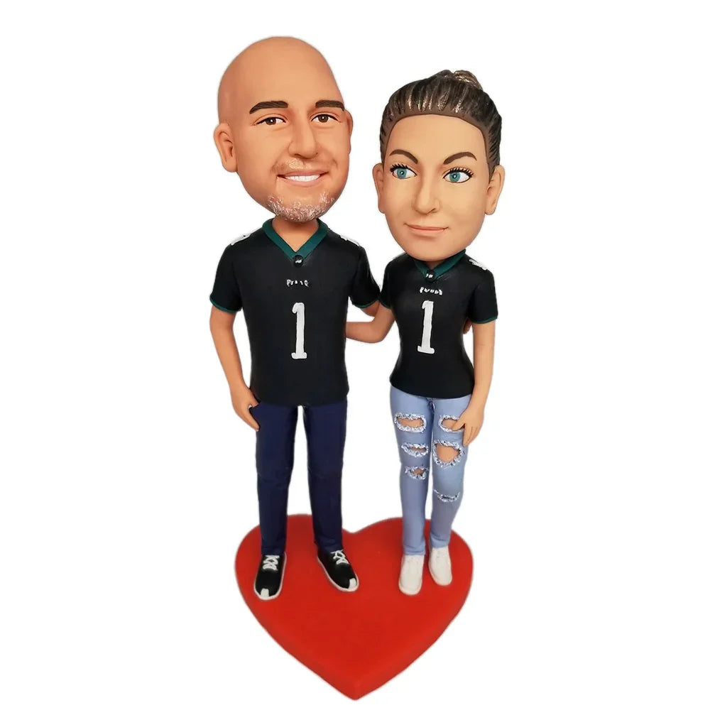 Black No. 1 jersey sportswear couple Custom Bobblehead