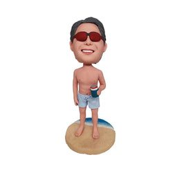 Men's leisure time on the beach Custom Bobblehead - Mydedor Bobblehead and Custom gifts Shop