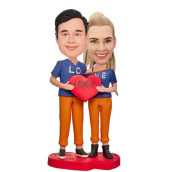 A Couple Dressed in LOVE Custom Bobblehead With Engraved Text - Mydedor Bobblehead and Custom gifts Shop