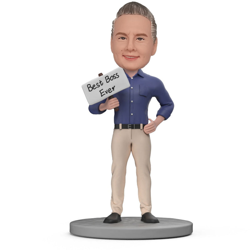 BEST BOSS EVER Custom Bobblehead with Engraved Text