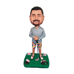 Casual Men's Golf Custom Bobblehead With Engraved Text - Mydedor Bobblehead and Custom gifts Shop