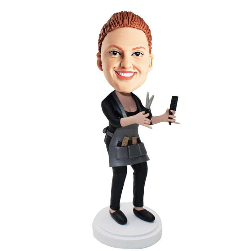 Cool Female Barber Hairdresser With Comb And Scissors Custom Figure Bobblehead - Mydedor Bobblehead and Custom gifts Shop