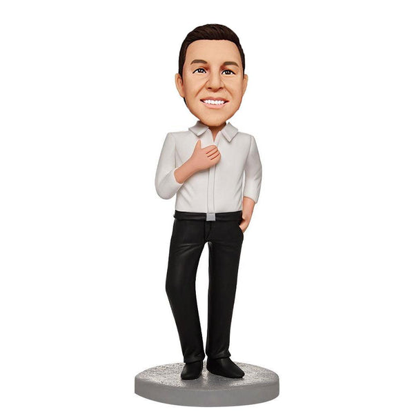 Custom-Business-Male-Wearing-A-White-Shirt-Bobbleheads-With-Engraved-Text-Mydedor Bobblehead and Custom gifts Shop