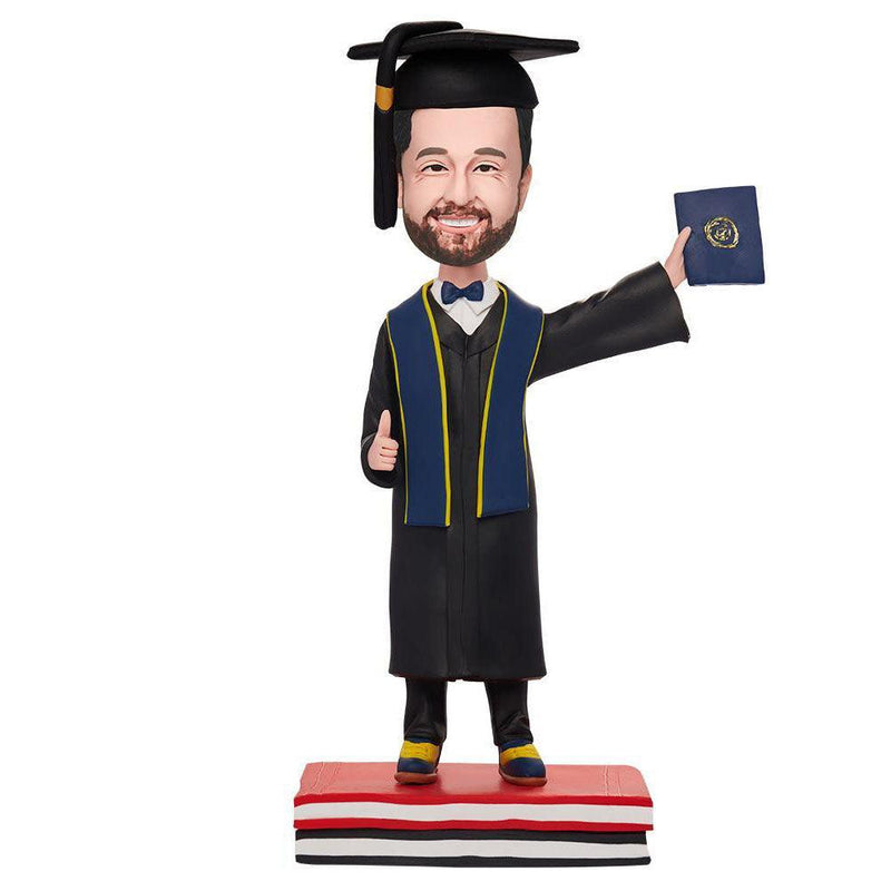 Custom Graduation Man Hold Diploma Bobbleheads With Engraved Text - Mydedor Bobblehead and Custom gifts Shop