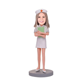 Female-Nurse-And-Notebook-Custom-Bobbleheads-With-Engraved-Text