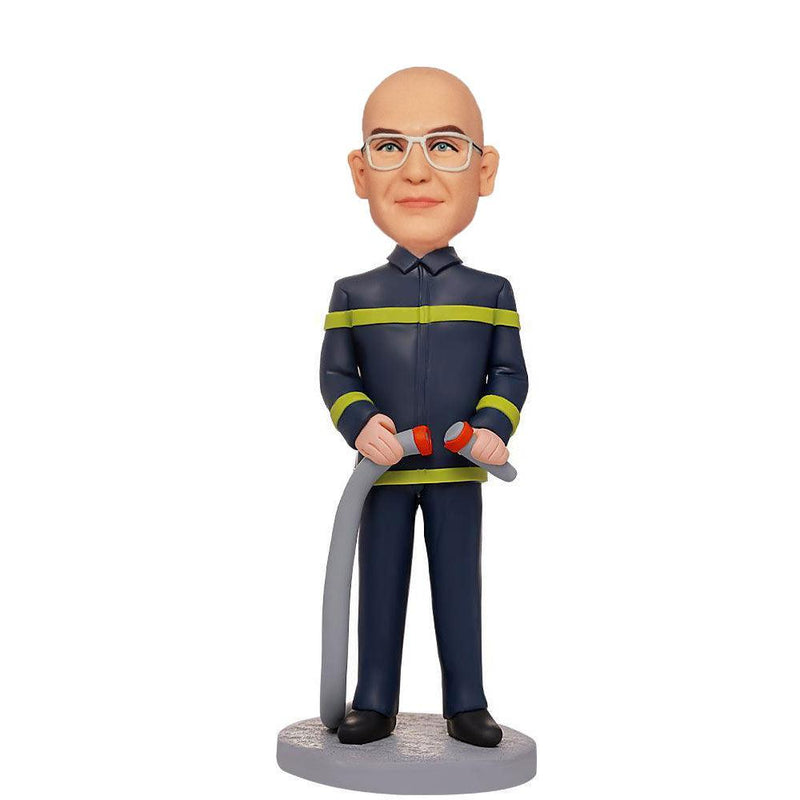 Fireman-holding-A-Hose-Custom-Bobbleheads-With-Engraved-Text