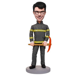 Fireman holding A Hose Custom Bobbleheads With Engraved Text - Mydedor Bobblehead and Custom gifts Shop