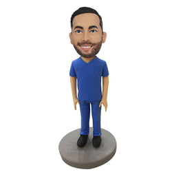 Male-Medical-Professional-in-Blue-Scrubs-Custom-Bobblehead-With-Engraved-Text