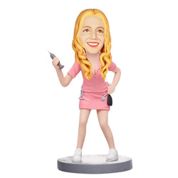 Nurse-Pink-Clothes-Custom-Bobblehead-With-Engraved-Text