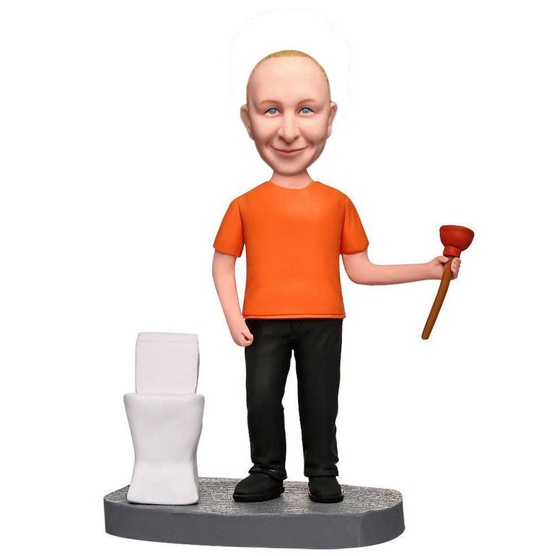 Plumber-Wearing-A-Stylish-T-Shirt-And-Boots-Custom-Bobblehead-With-Engraved-Text