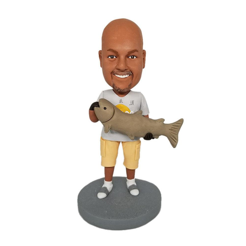 Fishing Men Custom Bobblehead With Engraved Text - Mydedor Bobblehead and Custom gifts Shop
