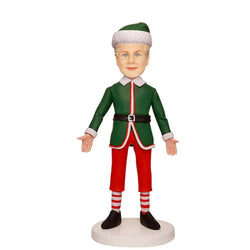 Man Green Christmas Costumes Custom Bobblehead Men With Engraved Text - Mydedor Bobblehead and Custom gifts Shop